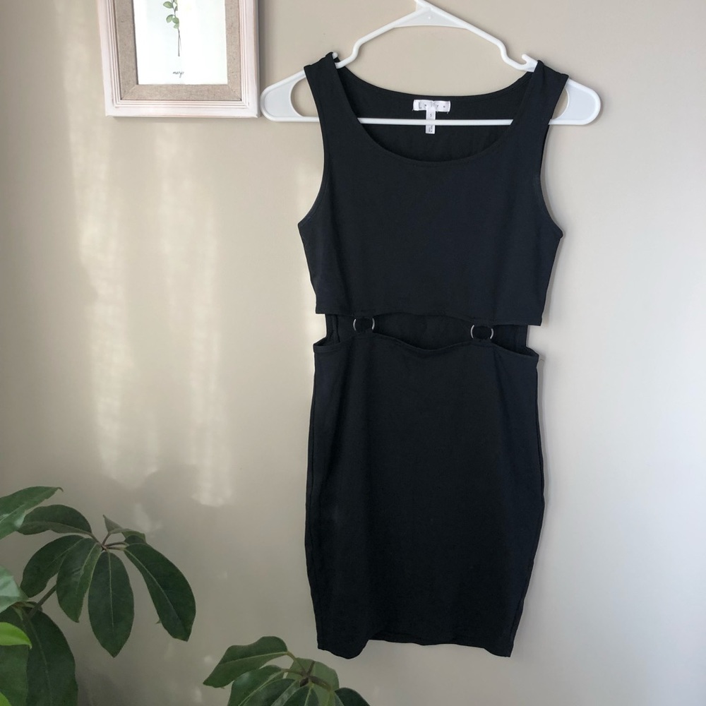 Black Bodycon Dress w/ Metal Ring Details